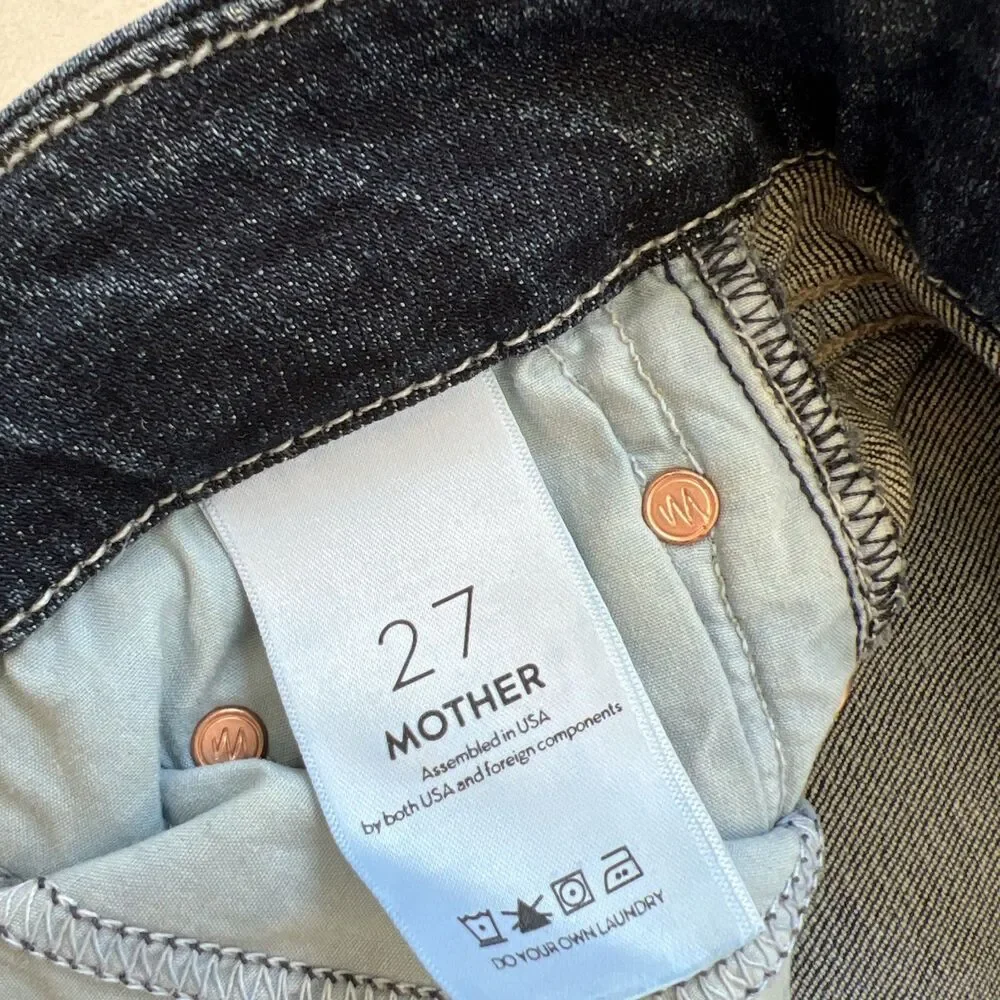 MOTHER Denim The Looker Mid Rise Jeans Size 27 Here Kitty Kitty Dark Blue Wash - Picture 5 of 9